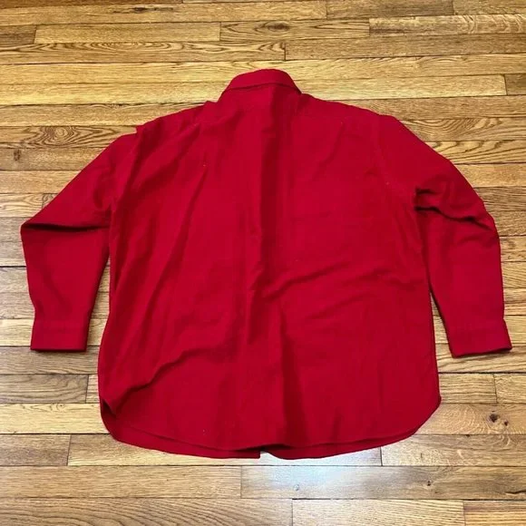 Vintage L.L. Bean Chamois Cloth Button Down Shirt Mens Size 19 Red Made in USA - Picture 5 of 5